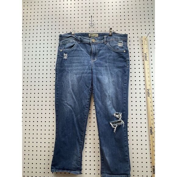 Democracy Ab Technology Distressed Cropped Womens Size 12‎ Stretchy - Picture 1 of 9